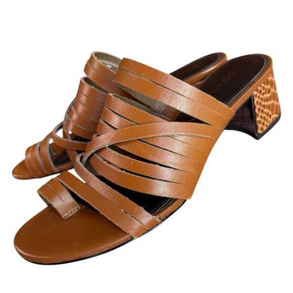 Donald Pliner Strappy Leather Slides with Reptile Embossed Block Heels size 6 - Picture 3 of 16